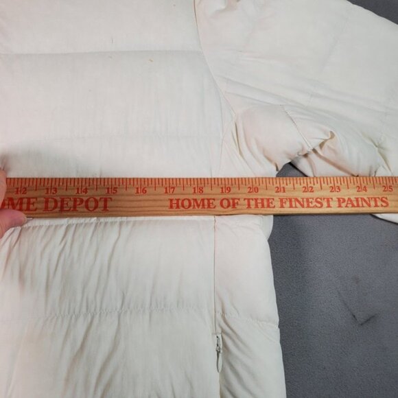 Uniqlo Ultra Light Down Puffer Jacket Womens M Cream Hooded Zip Up Gorp *READ* - Picture 8 of 13